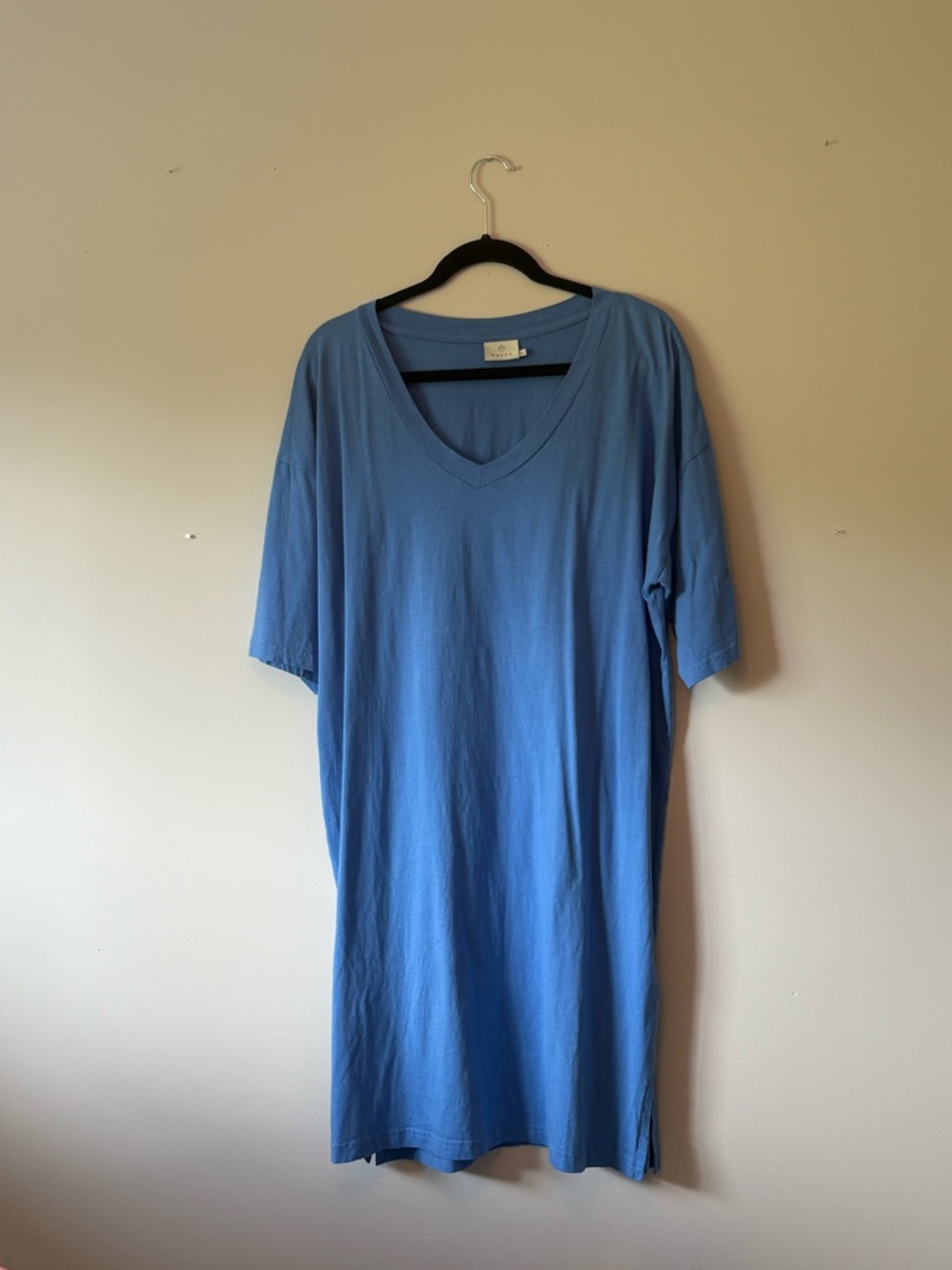 Kaffe BlueT-Shirt Dress | Minimalist Jersey Shift | Size Large